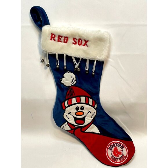 MLB Boston Red Sox Christmas Snowman Stocking bells 16" long 2008 Baseball - Picture 1 of 5